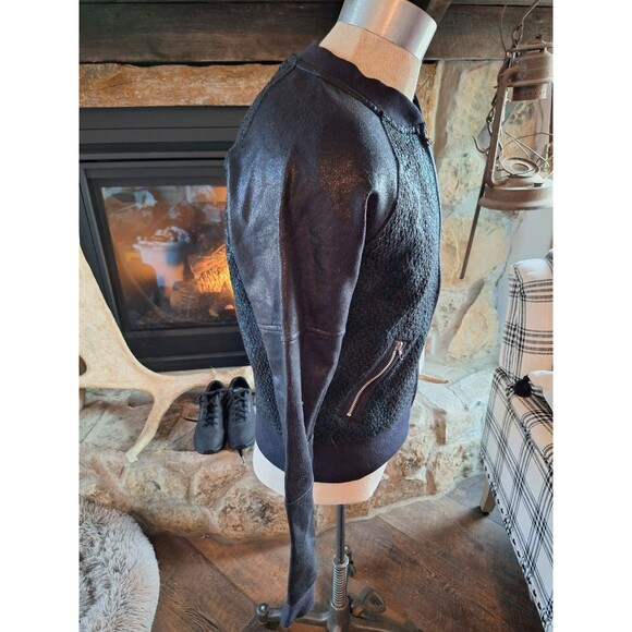 HARLEY DAVIDSON Women’s‎ Coated Foil Metallic Faux Leather Bomber Jacket Large - Picture 5 of 10